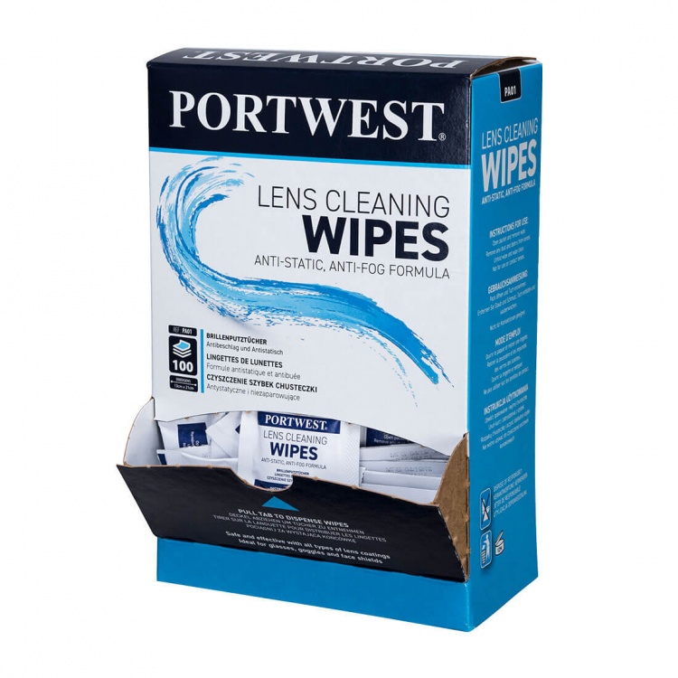 Portwest PA01 Lens Cleaning Wipes 100 x Towelettes